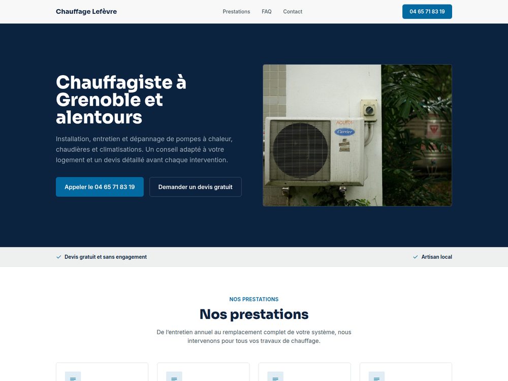 Site de démonstration pour un chauffagiste (entreprise fictive)