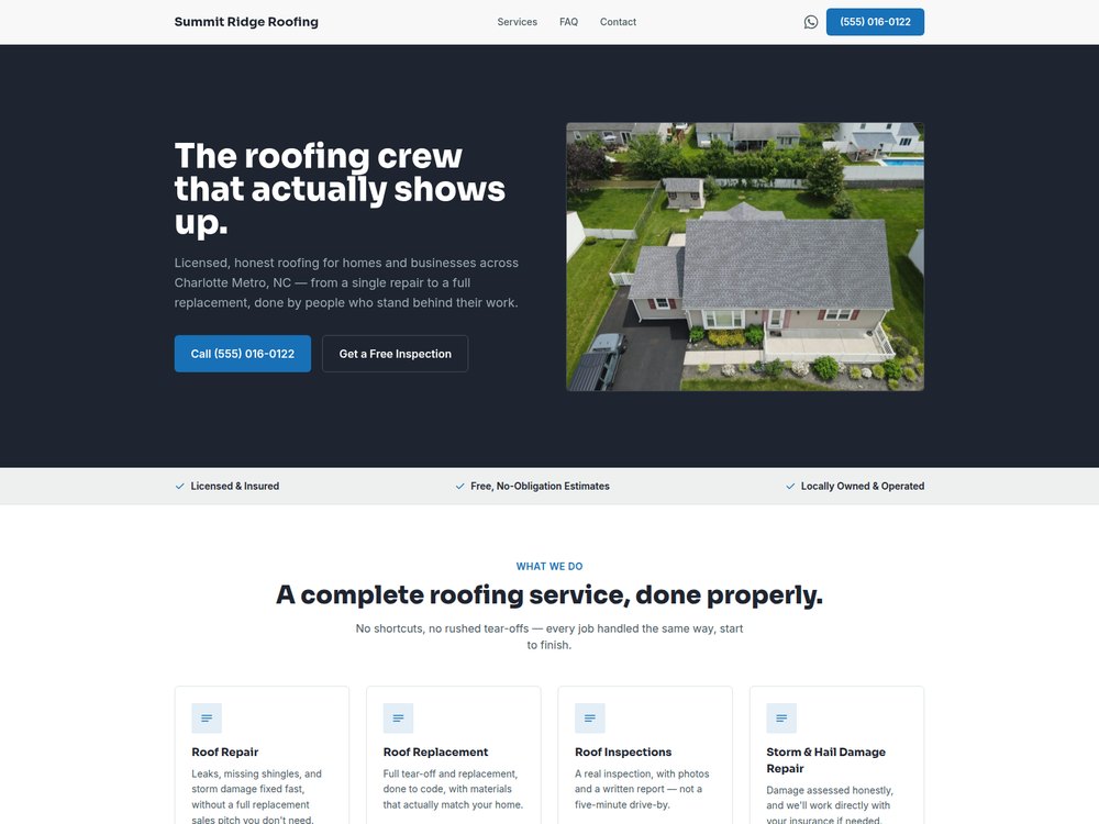 Sample roofing website (demo business)
